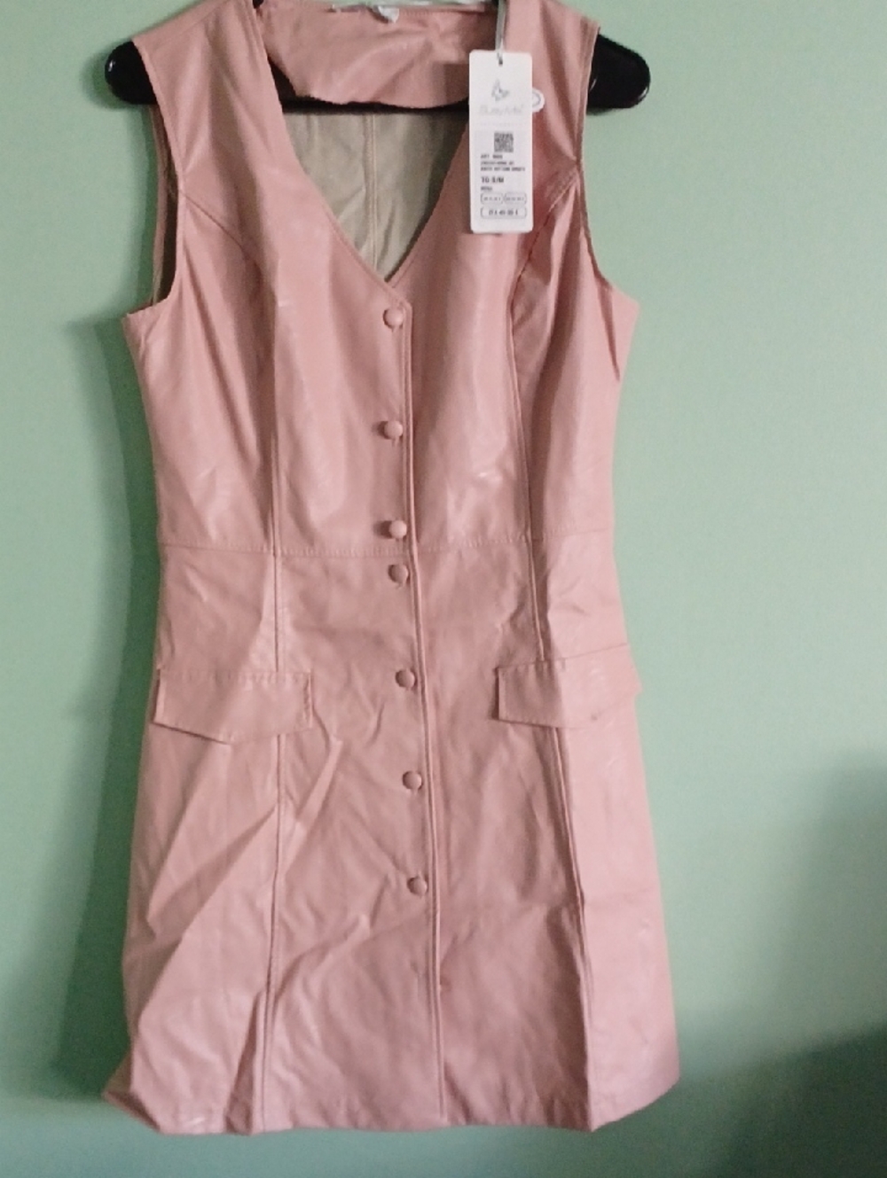 Sleeveless Pink Button-Front Mini Dress NYC Sample Dress